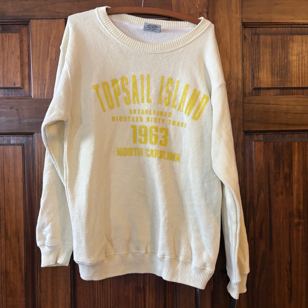 Butter Yellow Topsail Island NC Graphic Sweater